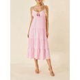 thumbnail image 2 of Kmbangi Robe Midi Cami d'Été pour Femmes Bretelles Spaghetti Couleur Unie Dos Nu Tie-Up Beach A-line Robe, 2 of 9