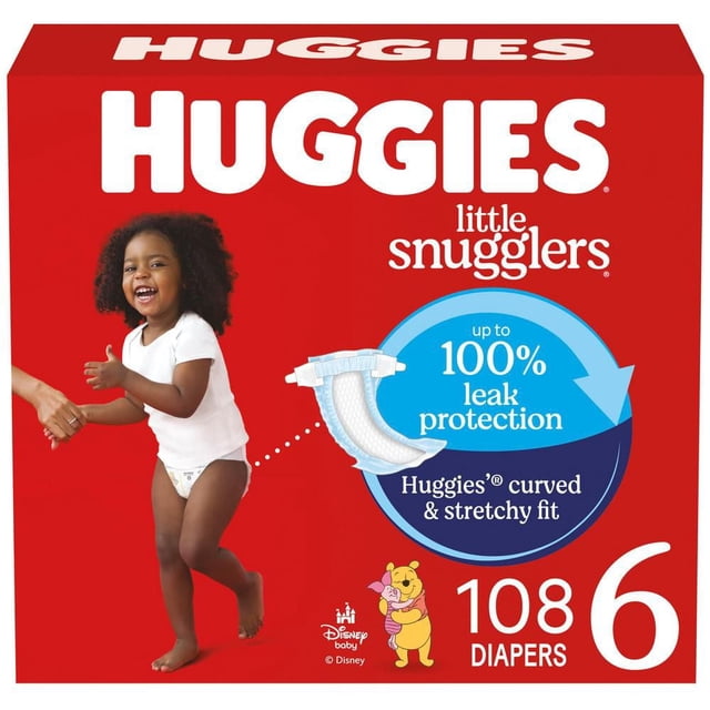 HUGGIES Little Snugglers Baby Diapers, Econo pack, Size 6, 108 Count