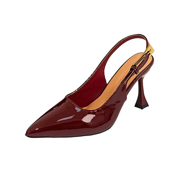 Womens Shoes Casual, Casual Solid Color Pointed Toe Closed Toe Open Back Buckle Heels, Women's Heels