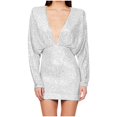thumbnail image 1 of Pisexur Robes pour Femmes Robe de Cocktail à Col en V Profond Robe de Soirée à Paillettes de Mode Robe de Boîte de Nuit de Fête Tunique Dos Ouvert Robes de Retour à la Maison Robe Élégante pour Invitée de Mariage Robe Midi, 1 of 6
