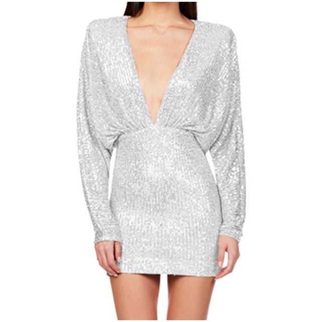 Pisexur Robes pour Femmes Robe de Cocktail à Col en V Profond Robe de Soirée à Paillettes de Mode Robe de Boîte de Nuit de Fête Tunique Dos Ouvert Robes de Retour à la Maison Robe Élégante pour Invitée de Mariage Robe Midi