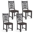 thumbnail image 1 of Costway Dining Chair Set of 4 with Rubber Wood Frame & Leaf-shape High Back for Kitchen Brown, 1 of 9