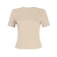 thumbnail image 4 of BVOFAR Hauts Côtelés d'Été pour Femmes 2025 Col Rond Manches Courtes T-Shirts Décontractés Confortables Coupe Ajustée, 4 of 5