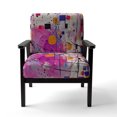 thumbnail image 4 of Designart "Cubism Unleashed Pink Expressions" Pink Cubism Upholstered Accent Chair - Modern Arm Chair For Living Room, 4 of 7