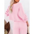 thumbnail image 5 of ORUYROP Ensemble de Pull 2 Pcs pour Femmes Haut Court à Manches Longues et Pantalon Large, 5 of 5