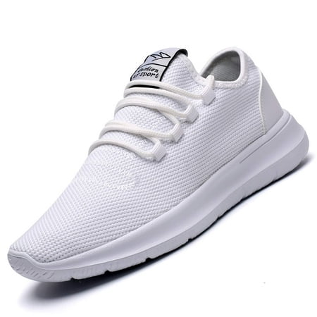KEEZMZ Mens Running Shoes Fashion Breathable Sneakers Mesh Soft Sole casual Athletic Lightweight (8, White)