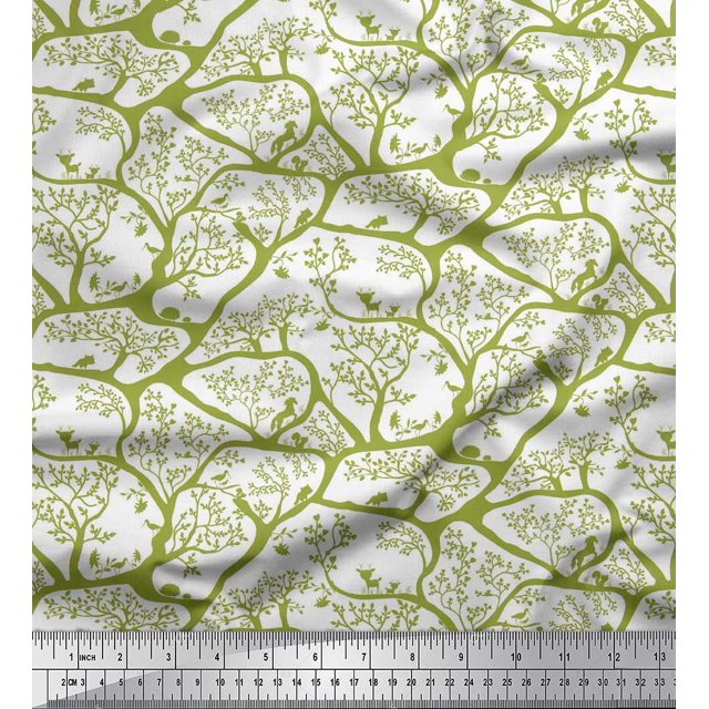 Soimoi Velvet Fabric Animal & Tree Fabric Prints by Yard 58 Inch Wide