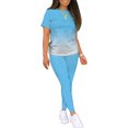 thumbnail image 4 of MAWCLOS Women Jogger Set Short Sleeve Sweatsuits Gradient Two Piece Outfit Boho Running Crew Neck Lounge Sets Sky Blue 3XL, 4 of 4