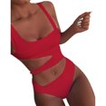 thumbnail image 2 of Neinkie Womens Scoop Neck Cutout Front Ruched Back High Cut Monokini One Piece Swimsuit, 2 of 7