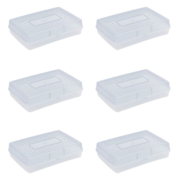 Storex Large Plastic Pencil Box, Lightweight Storage Case for School Supplies, Art Materials, and Office Use, Grade School to College, Clear