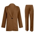 thumbnail image 3 of 2025 Women Two Piece Lapels Homecoming Pants Suits for Women Suit Set Business Long Women Jumpsuits and Rompers Dressy Sleeve Button formal Jacket Pant Suit Slim Loosetrouser Jacket, 3 of 4