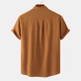 thumbnail image 4 of cfhntfmh Cotton Linen Shirts for Men Summer Short Sleeve Button up Beach T-Shirts Lightweight Solid Collared Tops, 4 of 7