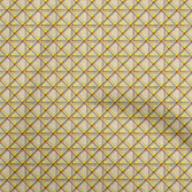 oneOone Cotton Jersey Yellow Fabric Check Craft Projects Decor Fabric Printed By The Yard 58 Inch Wide