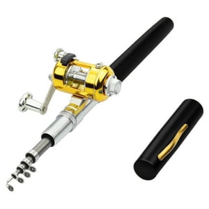 CNKOO Ensemble de Combo de Bobine de pêche stylo Mini Pocket Telescopique Pôle de pêche Kit avec tige de pêche et bobine de spinning Combo Kit pour eau douce