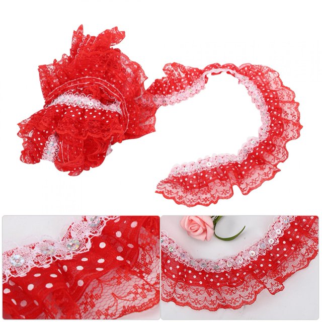 MULTI COLOR 45mm Printing Dots Pleated Trim Mesh Lace Ribbon Sewing Sequins Embroidered Craft for Wedding Birthday Party
