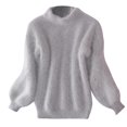 thumbnail image 1 of GDREDA Women's Cropped Turtleneck Sweater Lantern Sleeve Ribbed Knit Pullover Sweater Jumper Grey,One Size, 1 of 3