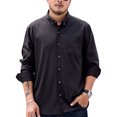 thumbnail image 2 of Innerwin Tunic Shirt Lapel Neck Men Tops Work Button Down Regular Fit Shirts Black 215/149cm, 2 of 3