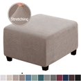thumbnail image 2 of SUTENGDA Square Ottoman Cover Soft  Stretch Jacquard Ottoman Slipcovers Waterproof Non Slip Footstool Protect With Elastic Bottom Machine Washable-Primary color, 2 of 7