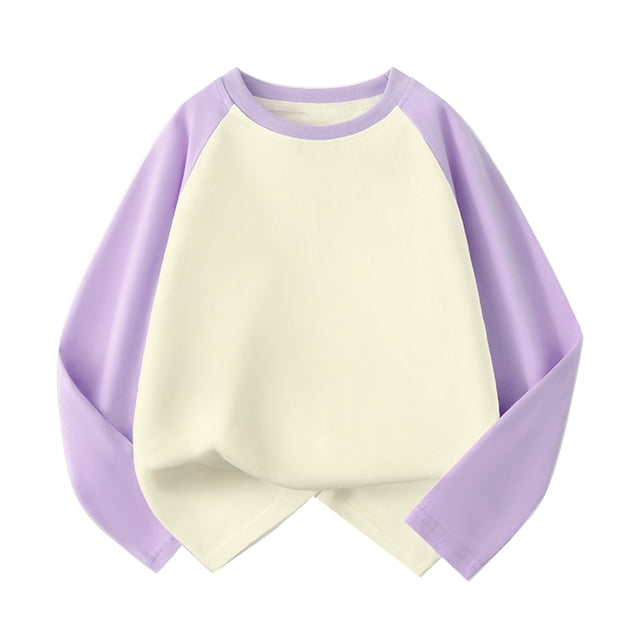 Chandails pour Filles Enfants Chandail Violet à Manches Longues Chandail de Base à Col Rond en Coton pour Filles Chandail pour Enfants Chandails pour Filles 7-8 Ans