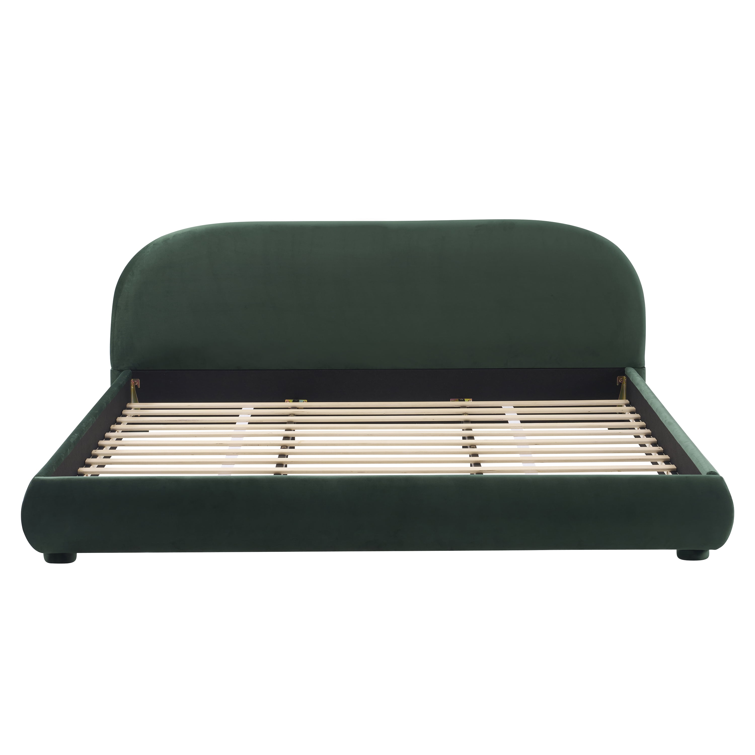 Noble House Lit rembourré Style King Cream, tête de lit en tissu texturé courbé avec structure solide, vert foncé