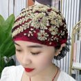 thumbnail image 1 of YAOBAMM Ladies Turban Hat Sequin Decor Ladies Turban Hat Color Matching Embroidery Lightweight Headscarf Daily Beanie, 1 of 6