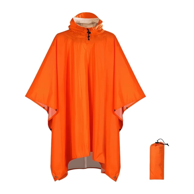 Poncho de Pluie S SERENABLE avec Capuche, Imperméable Réutilisable pour Événement Sportif, Randonnée, Camping, Orange