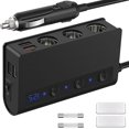 thumbnail image 2 of Car Lighter Socket 3 Ways Fast Charging Lighter Splitter with 4 USB Port  Car Charger Adapter Splitter for Car Truck SUV, 2 of 10