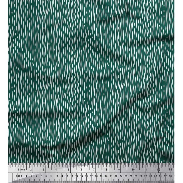 Soimoi Green Poly Georgette Fabric Brush Stroke Abstract Print Fabric by Yard 42 Inch Wide