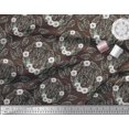 thumbnail image 2 of Soimoi Brown Poly Georgette Fabric Anemone & Leaves Fabric Prints By Yard 42 Inch Wide, 2 of 3
