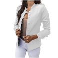 thumbnail image 2 of Mikilon Women's Solid Color Long-Sleeved Slim-Breasted Small Suit Short Coat Top, 2 of 5