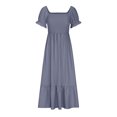 thumbnail image 4 of SMihono Robe Bohème d'Été pour Femmes Grande Taille Mode Décontractée d'Été Col Carré Uni Manches Courtes Femmes Robe pour Femmes Longues Robes, 4 of 8