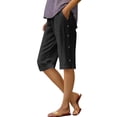thumbnail image 1 of BLVB Linen Shorts for Women High Waisted Lightweight Bermuda Shorts Side Button Short Beach Vacation Outfits Pockets, 1 of 7