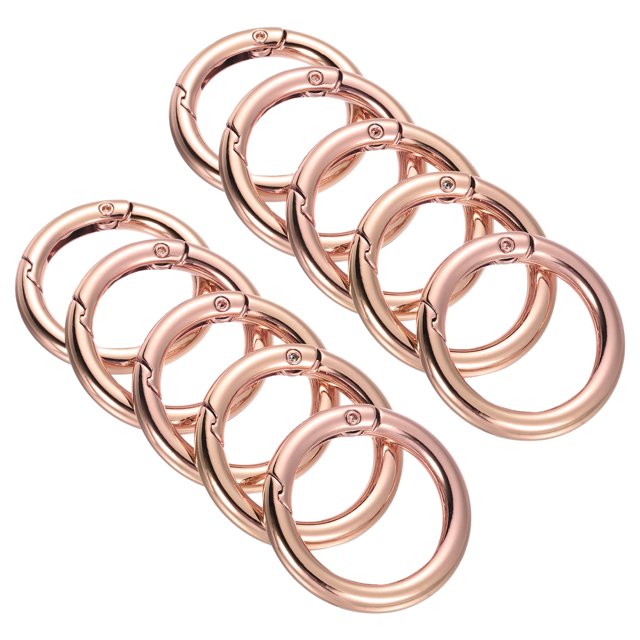 Unique Bargains 35x25x5mm Round Zinc Alloy Spring Gate O Ring Snap Clip Buckle, Rose Gold 10 Pack