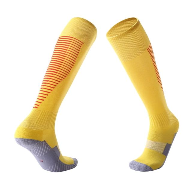 Mens Socks Adult Male Compression Stockings for Men plus Size Soft Elastic Knee Length Football Socks Men Thick Stockings Adult Non Clothes(Yellow,One Size)