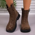 thumbnail image 3 of Mepaouo Bottes Chelsea pour Femmes à Bout Carré, Léopard, à Enfiler, Bottillons, Bottes de Combat d'Hiver pour Robe, 3 of 8