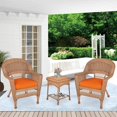 thumbnail image 3 of Jeco Ensemble de Conversation pour Patio en Résine Osier 3 Pcs, Miel et Orange, 3 of 10