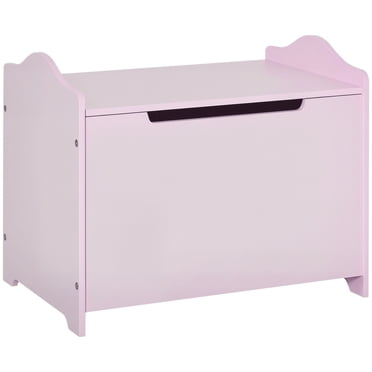 Qaba Kids Wooden Toy Storage Box Organizer Chest with Magnetic Hinge, Pink
