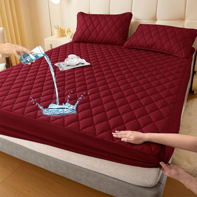 Waterproof Quilted Mattress Cover & Pillowcases Set,Waterproof Mattress Protector,Washable for Home, Bedroom, Hote