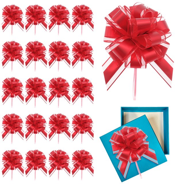 TIMIFIS 20PCS Valentine Pull Bow Red Pull Bow for Gift Wrapping,Valentine's Day Butterflys Bow Decoration,Colorful Ribbon Gift Package Bow For Christmas Wedding Gift Package