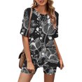 thumbnail image 1 of Ensembles Femmes Mode Blouse à Col Rond T-Shirts à Manches Courtes Shorts Ensemble Décontracté Ensembles Confortables pour Femmes en Liquidation, 1 of 5