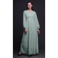 thumbnail image 4 of Bimba Robe Maxi à Manches Longues pour Femmes en Georgette Mousse, Imprimé Artistique d'Oiseaux et de Fleurs, Taille Élastique - Très Petit, 4 of 5