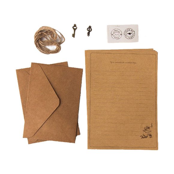 ZheElen Pack of 12 Kraft Envelope Smooth Surface Exquisite Letter Paper Handmade Envelopes Stamping Fittings Cords Stationery Supply Type 4