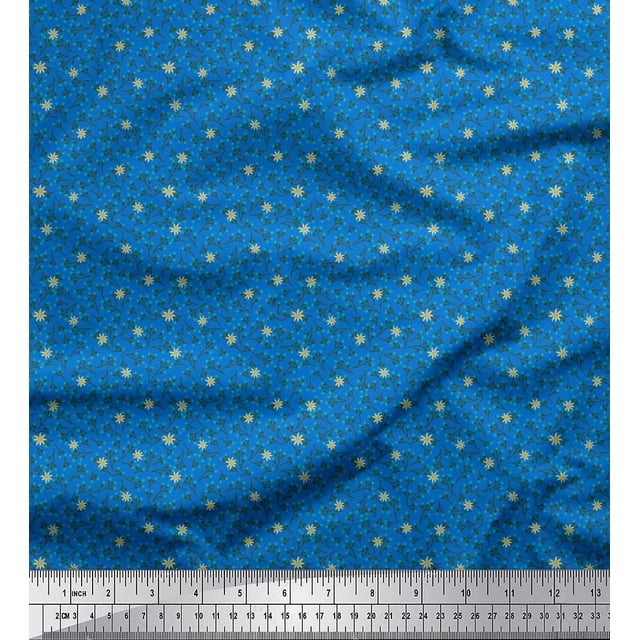 Soimoi Modal Satin Fabric Flower Artistic Print Fabric by The Yard 42 Inch Wide