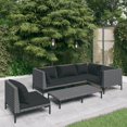 thumbnail image 1 of vidaXL 6 Piece Garden Lounge Set with Cushions Poly Rattan Dark Grey, 1 of 5
