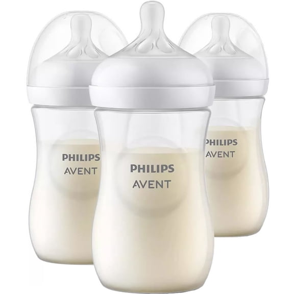 Philips Avent Biberon pour Bébé Naturel avec Tétine à Réponse Naturelle, Transparent, 3x9oz Bouteilles. SCY903/03