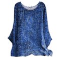 thumbnail image 1 of IROINID Liquidation Hauts Grande Taille pour Femmes Col Rond Manches Longues T-shirt Imprimé Blouse, Bleu, 1 of 6