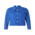 thumbnail image 4 of Veste en Denim Unie pour Femmes, Décontractée, à Manches Longues, Boutonnée, 4 of 8