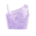 thumbnail image 2 of iixpin Girls Off Shoulder Tops Kids Sparkle Glitter Spaghetti Straps Pageant Crop Tank Top Purple 16, 2 of 6