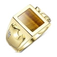 thumbnail image 3 of RYLOS Men's Rings 14K Yellow Gold Designer Ring Tiger Head On Both Sides Diamond in the Eyes and Tiger Eye Rings For Men Size 11, 3 of 6