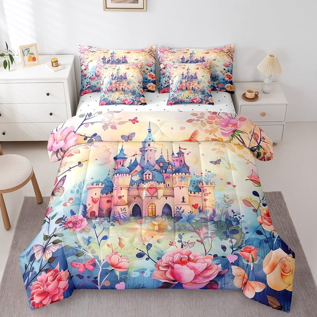 YST contes de fées 7 Pcs lit dans un sac, ensemble de literie de rêve princesse château, pleine taille